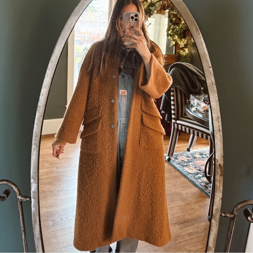 Made in Italy Rose a Pois Italian Wool duster rust coat sz small / 44